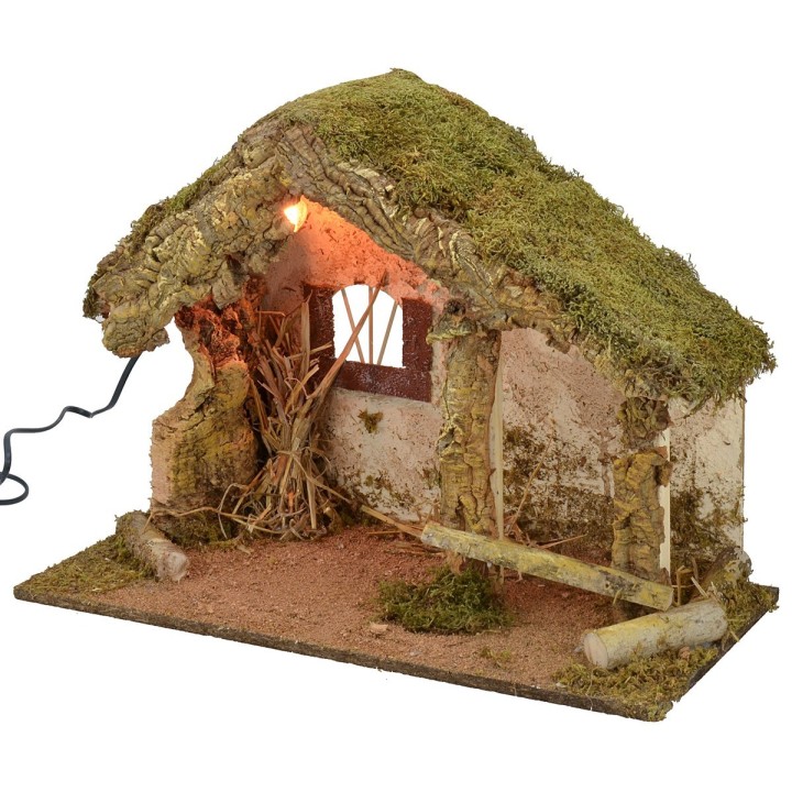 Capanna per presepe illuminata cm 50x24x36 h
