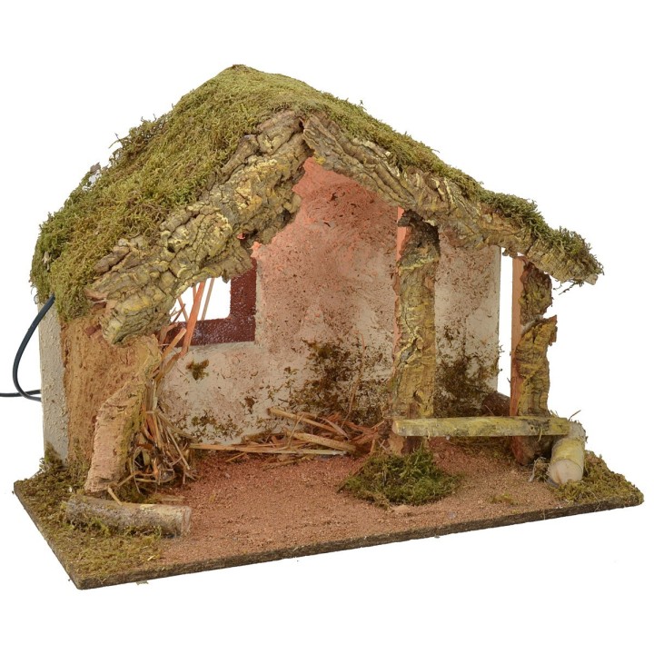 Cabaña para belén iluminada cm 50x24x36 h