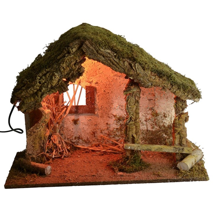 Capanna per presepe illuminata cm 50x24x36 h