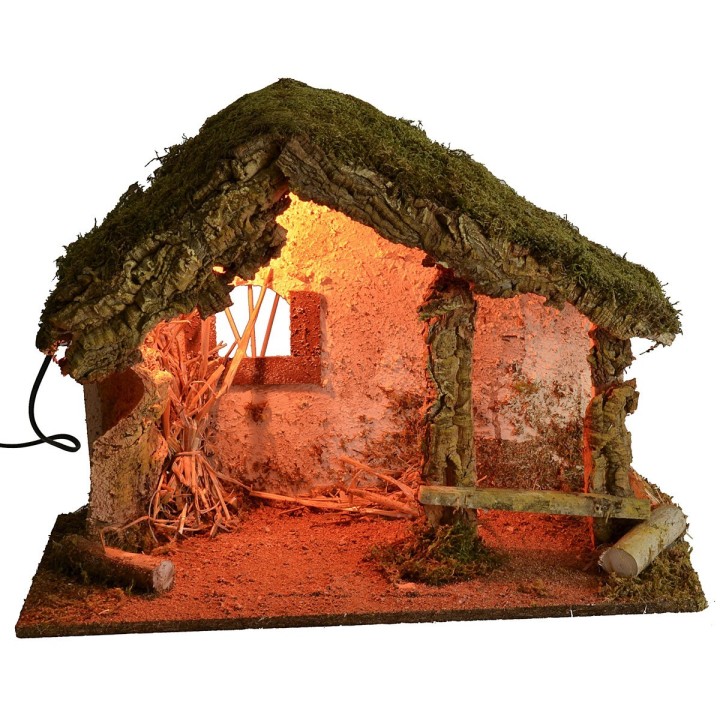 Cabaña para belén iluminada cm 50x24x36 h