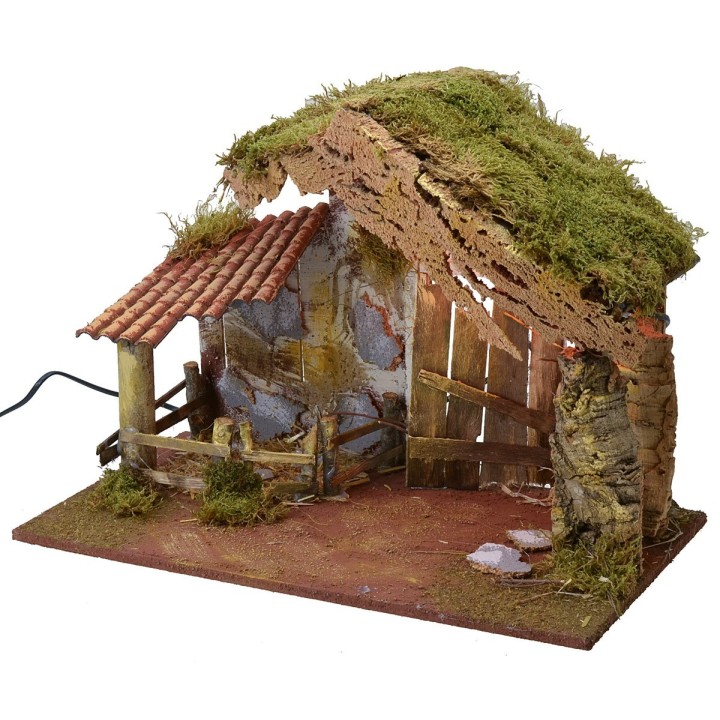 Hut for illuminated crib with fence cm 50x36x36 h