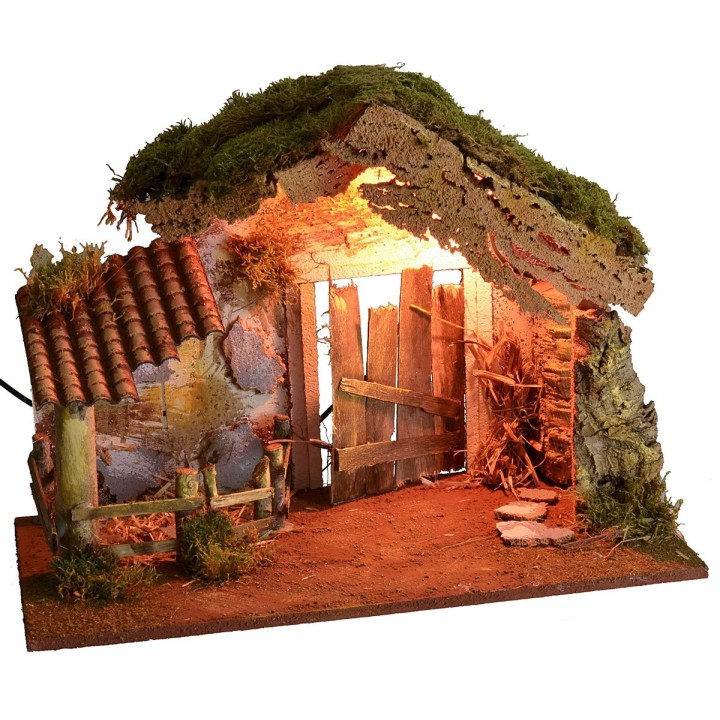 Hut for illuminated crib with fence cm 50x36x36 h