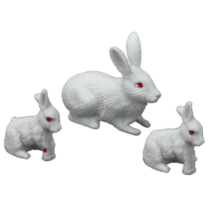 Famiglia di conigli per statue 12 cm