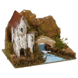 Casitas con río para belén cm 15x10,5x11,5 h