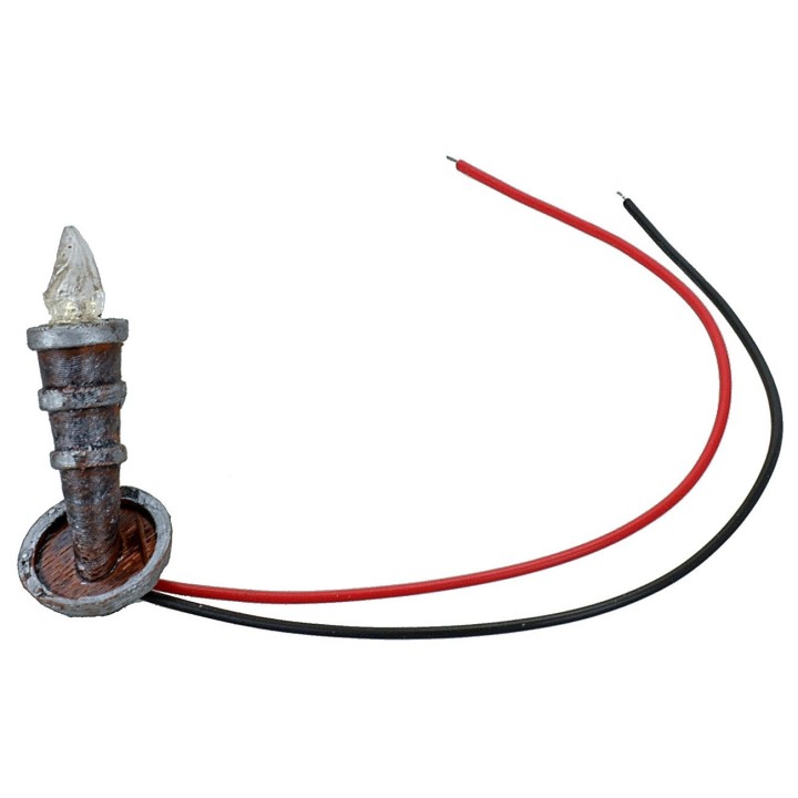 Fiaccola h 3,7 cm tremolante con led giallo 12 v.