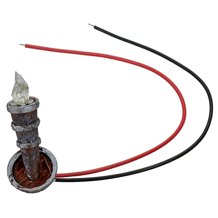 Fiaccola h 3,7 cm tremolante con led giallo 12 v.