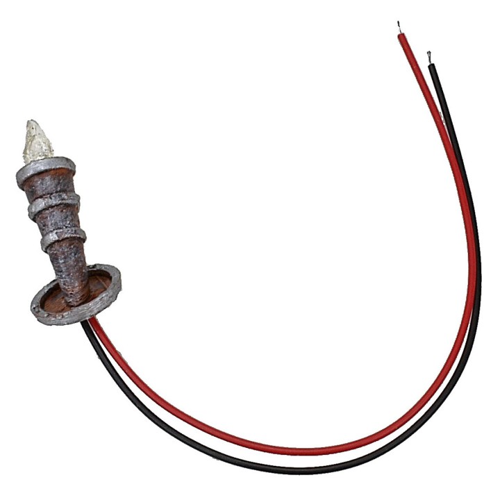 Flickering torch h 4,7 cm with 12 v red led.