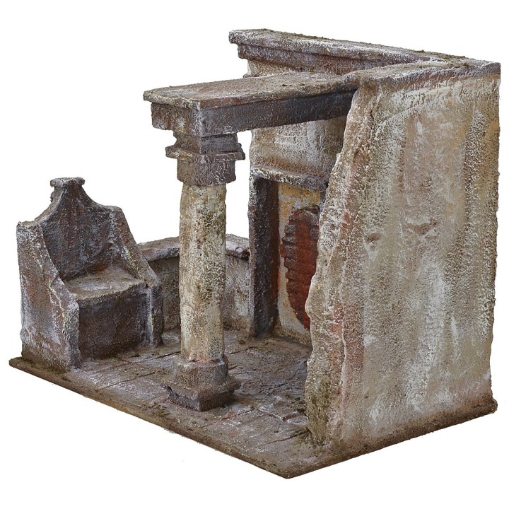 Ambientazione flagellazione di Cristo al foro con poltrona di