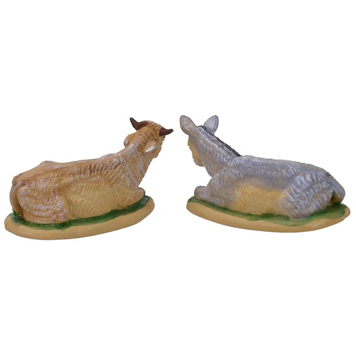 Conjunto de buey y burro de 8 cm lux en PVC