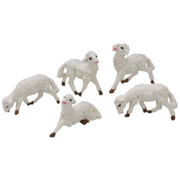 Conjunto de 5 ovejas para el belén para pastores de 8 cm