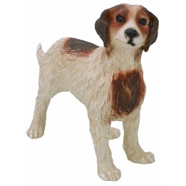 Cane bianco e marrone per statue da 30 cm