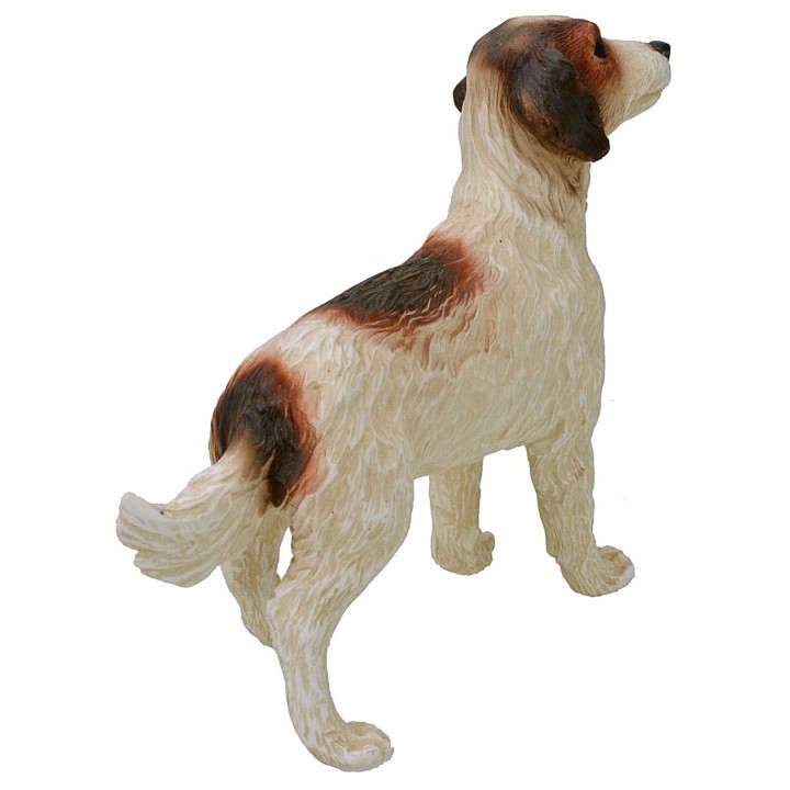Cane bianco e marrone per statue da 30 cm