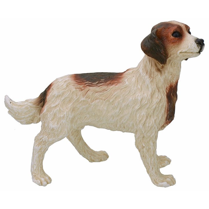 Cane bianco e marrone per statue da 30 cm