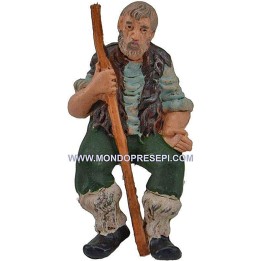 Pastore seduto con bastone 10 cm Eromarchi