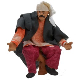 Seated man 13 cm with arm up-down