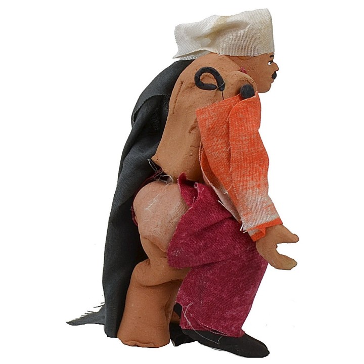 Seated man 13 cm with arm up-down