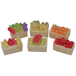 Set of 6 assorted resin fruit boxes cm 3x2x1,5 h