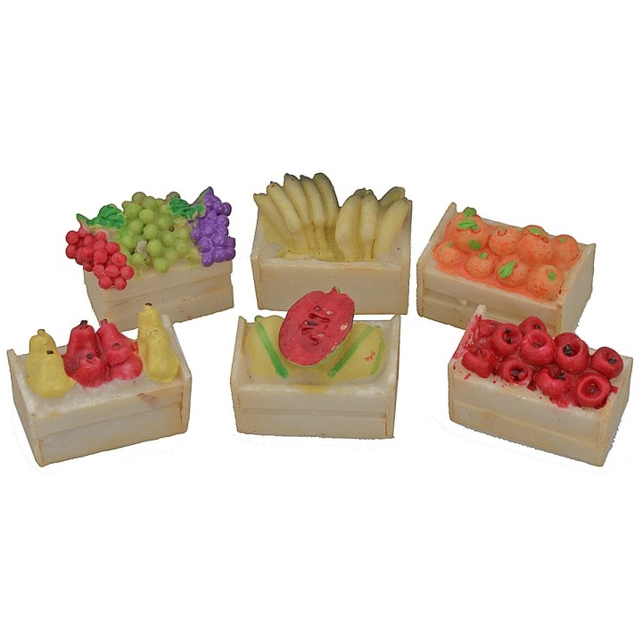 Juego de 6 cajas de frutas de resina surtidas de 3x2x1,5 cm h