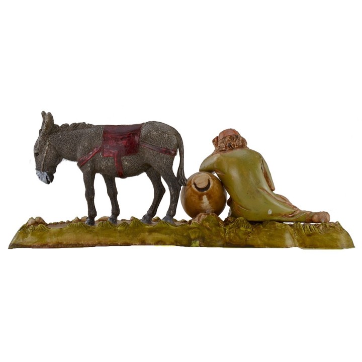 Vecchio che riposa con asino serie 10 cm Landi Moranduzzo cost.