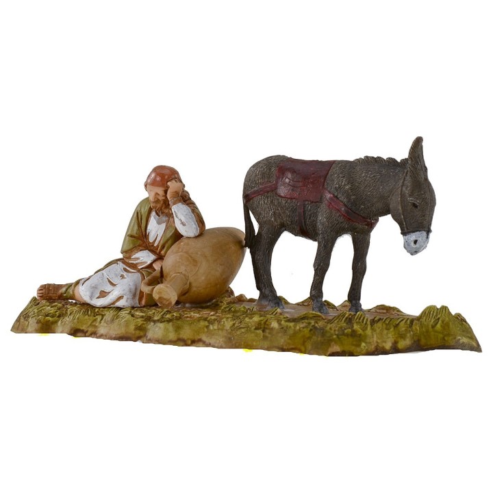 Vecchio che riposa con asino serie 10 cm Landi Moranduzzo cost.