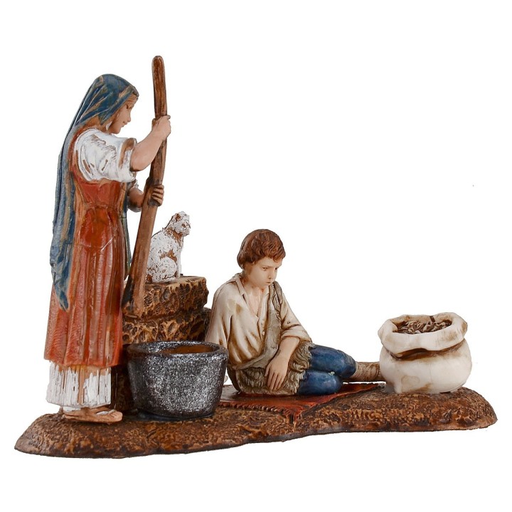 Donna con bambino su tappeto serie 10 cm Landi Moranduzzo