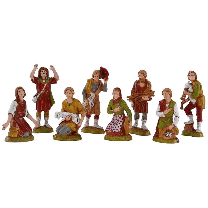 Conjunto de 8 personajes para belén de 10 cm Landi Moranduzzo.