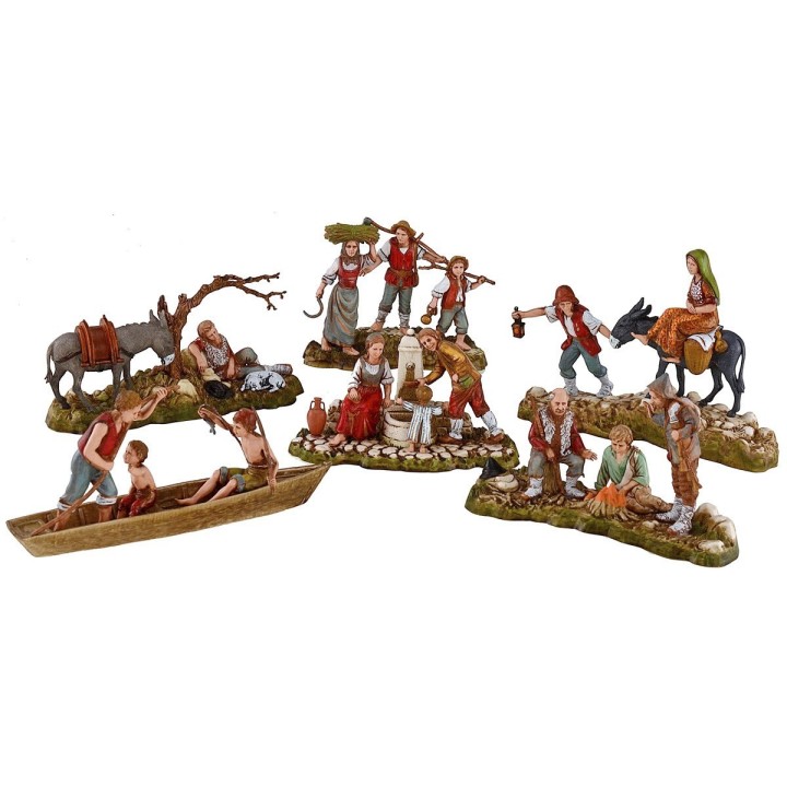 6 Groups of statues 10 cm Landi Moranduzzo
