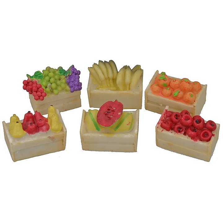 Juego de 6 cajas de frutas de resina surtidas de 3x2x1,5 cm h