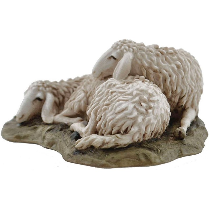 Pecore sdraiate Landi Moranduzzo 15 cm in resina