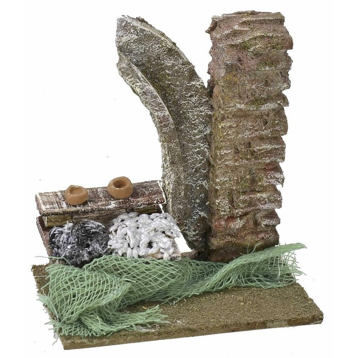 Ambientación con puesto de pescado de 9x6x9,5 cm de altura para