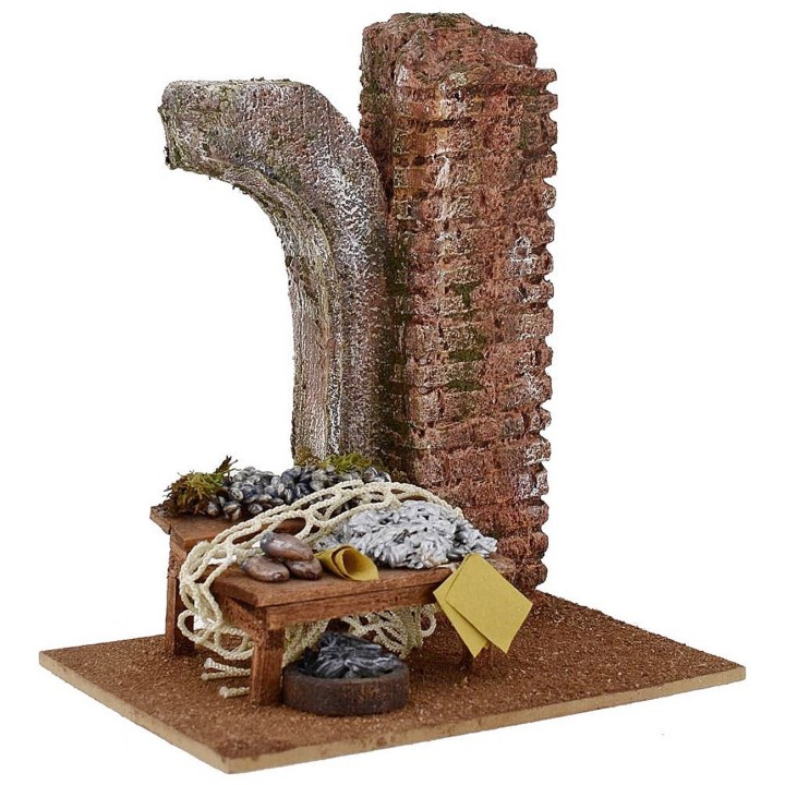 Setting with fish bench for statues from 12 cm