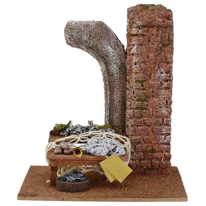 Ambientación con mostrador de pescado para estatuas de 12 cm