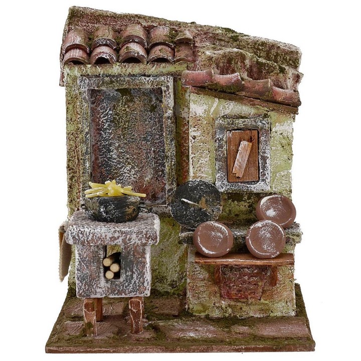 Ambientazione cucina per presepe cm 14,5x12x18 h. 