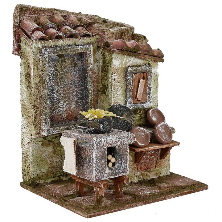 Kitchen setting for presepe cm 14,5x12x18 h. 