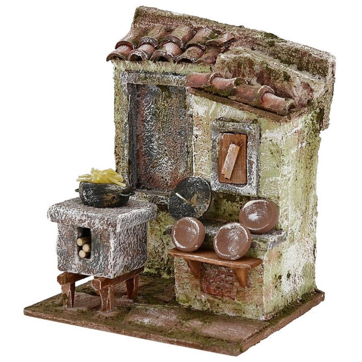 Ambientazione cucina per presepe cm 14,5x12x18 h. 