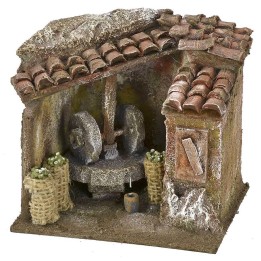 Ambientazione di un frantoio per Presepe cm 11,5x9x11 h per