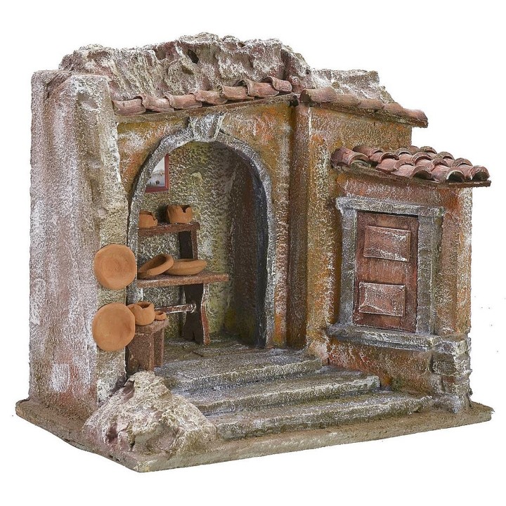 Ambientación de taller de cerámica para belén de 24x17x23,5 cm