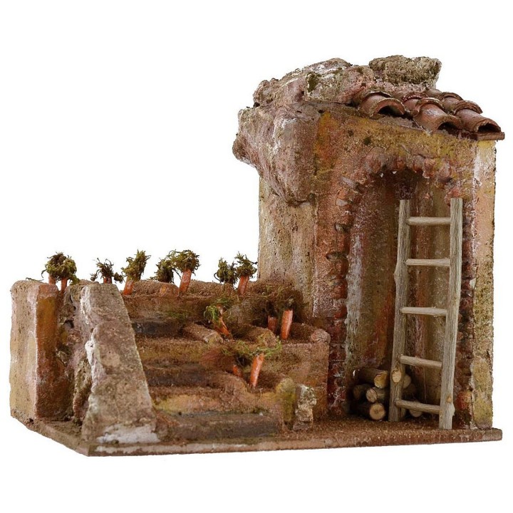 Ambientazione orto con terrazzamento per presepe cm