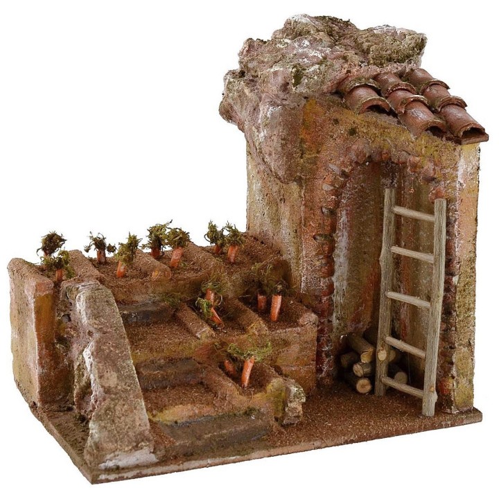 Ambientación de huerto con terrazas para belén de 19,5x14,5x18