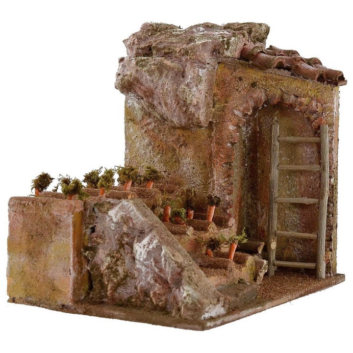 Ambientación de huerto con terrazas para belén de 19,5x14,5x18