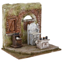 Ambientazione per presepe bottega da barbiere 19,5x14,5x18,5