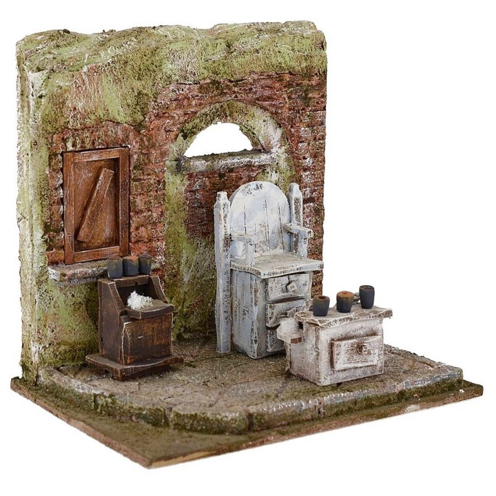 Ambientación para belén taller de barbero 19,5x14,5x18,5