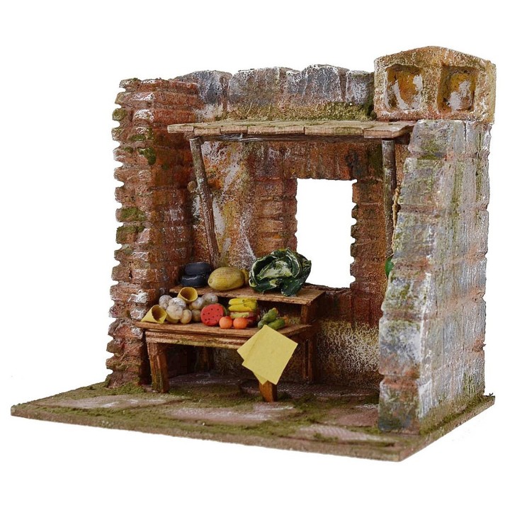 Bottega del fruttivendolo per presepe cm 19,5x14,5x19 per