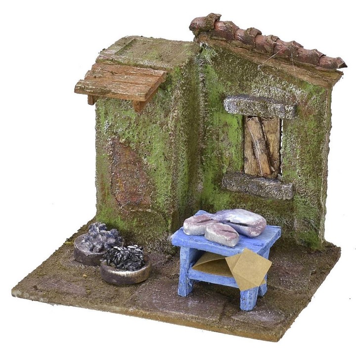 Fishmonger's shop 11.5x9x10.5 cm h for 6 cm statues