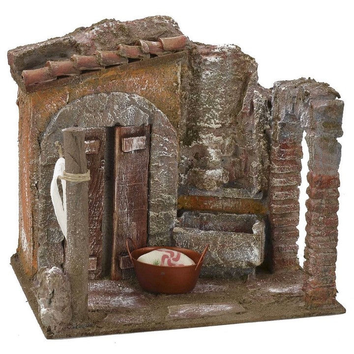 Cortile con lavatoio e arco cm 19,5x14,5x17 h per statue da 10