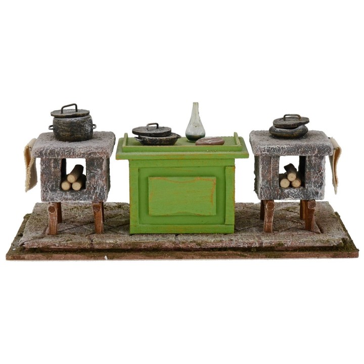 Cocina con accesorios para belén 22x10x8 h. 