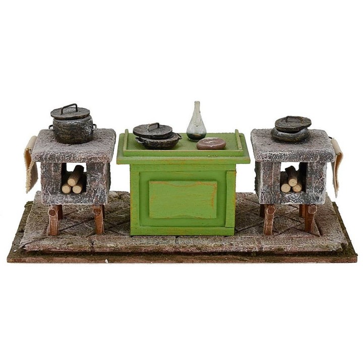Cocina con accesorios para belén 22x10x8 h. 