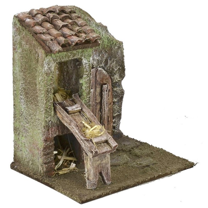 Fachada con granero y portón de 11,5x9x13 cm h para estatuas de