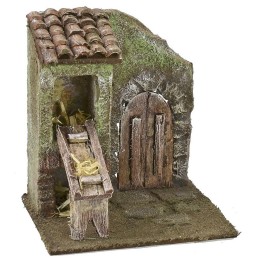 Fachada con granero y portón de 11,5x9x13 cm h para estatuas de