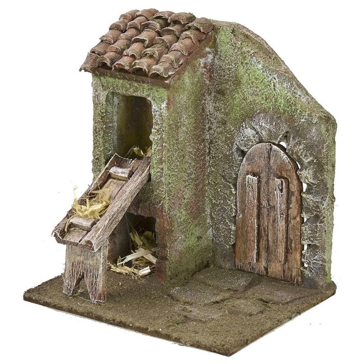 Fachada con granero y portón de 11,5x9x13 cm h para estatuas de